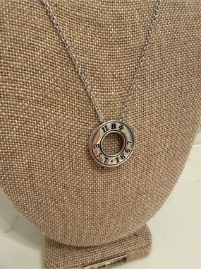 Silver Pi Beta Phi Circular Logo Pendant Necklace